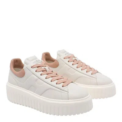 Hogan Chunky Platform Sneakers With Smooth And Textured Uppers In Neutral