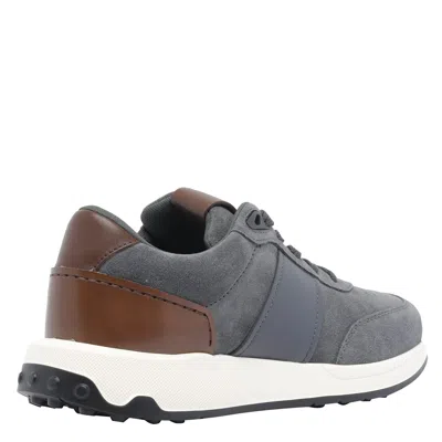Tod's Suede Leather Sneakers In Gray