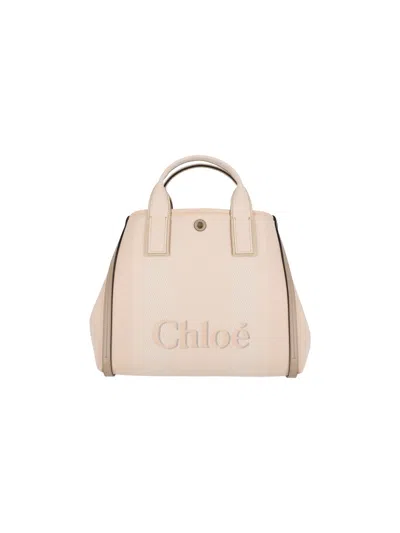 Chloé Tote Bag With Shoulder Strap And Top Handles In White