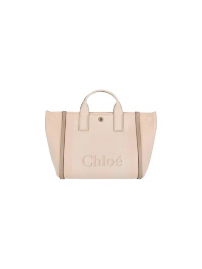Chloé Tote Bag With Shoulder Strap And Top Handles In White