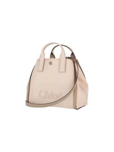 Chloé Tote Bag With Shoulder Strap And Top Handles In White