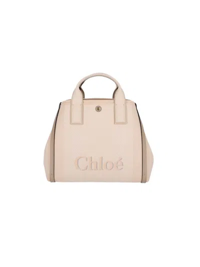 Chloé Tote Bag With Shoulder Strap And Top Handles In White