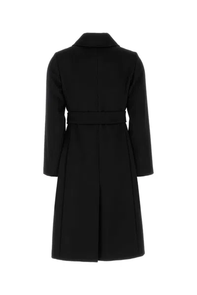 Max Mara Studio Black Wool Bcollag Coat In Black