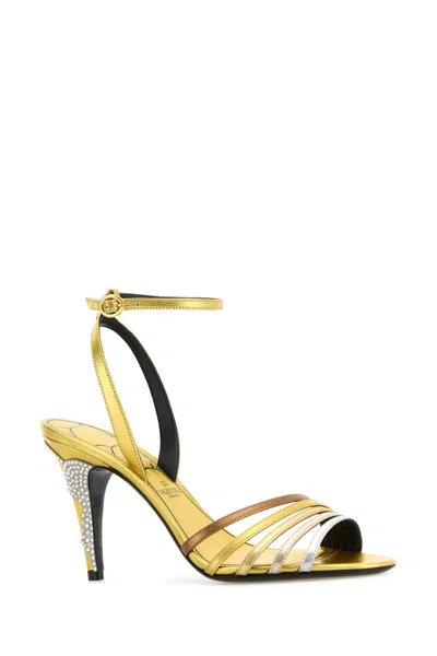 Valentino Garavani Multicolor Leather Ladycrush Sandals In Yellow