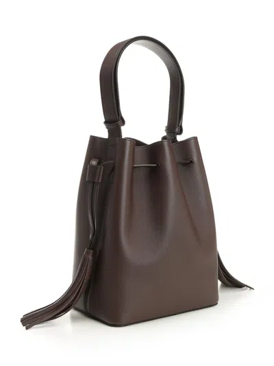 Valentino Borsa A Secchiello Vlogo Signature In Pelle Cioccolato  Donna In Brown