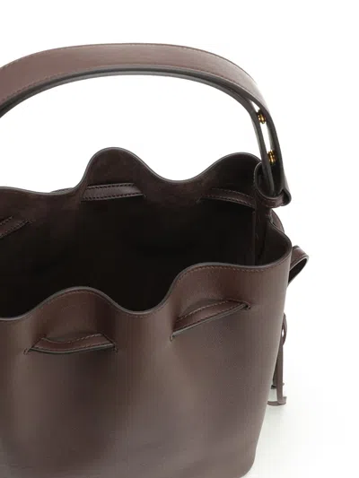 Valentino Borsa A Secchiello Vlogo Signature In Pelle Cioccolato  Donna In Brown