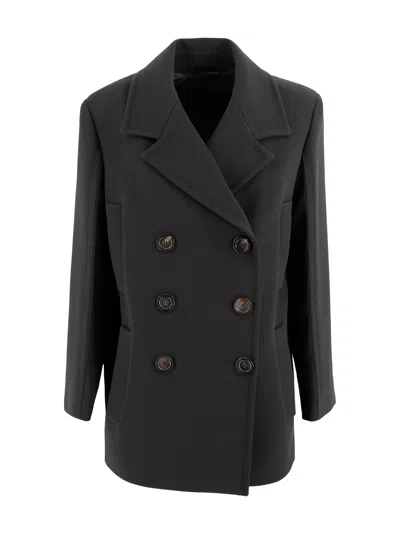 Max Mara Double-breasted Caban In Black