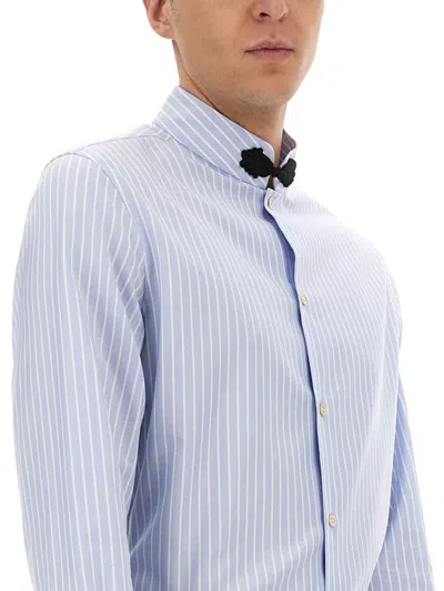 Valentino Cotton Oxford Shirt With Toggle In Blue