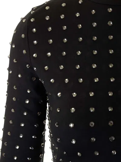 Sportmax Crystal Embellished Long Sleeve Top In Black