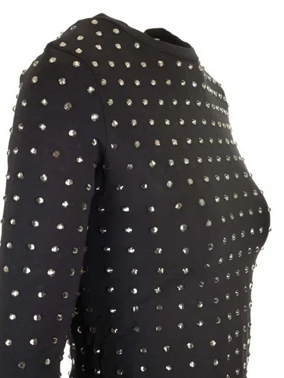 Sportmax Crystal Embellished Long Sleeve Top In Black
