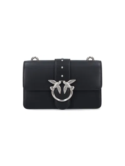 Pinko Rectangular Chain Strap Shoulder Bag With Metal Hardware And Front Embellishment In Black