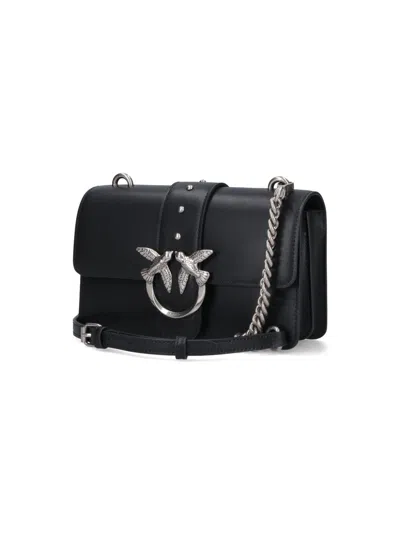 Pinko Rectangular Chain Strap Shoulder Bag With Metal Hardware And Front Embellishment In Black