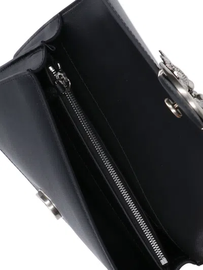 Pinko Rectangular Chain Strap Shoulder Bag With Metal Hardware And Front Embellishment In Black