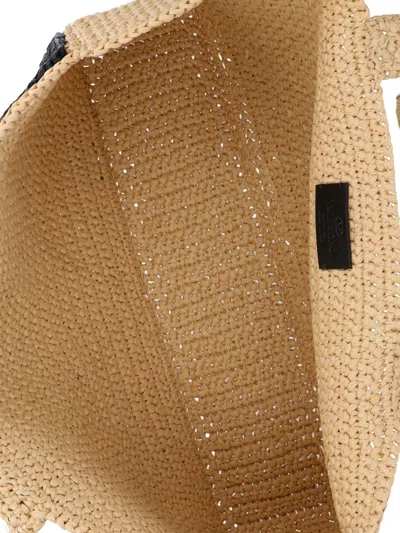 Valentino Borsa Shopping Viva Superstar Grande In Rafia Donna In Sand