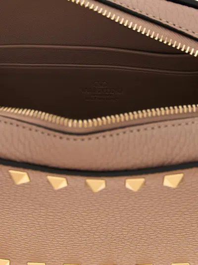 Valentino Rockstud Mini Grainy Leather Crossbody In Neutral