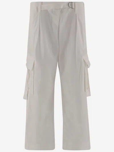 Tory Burch Cotton Cargo Pants In White