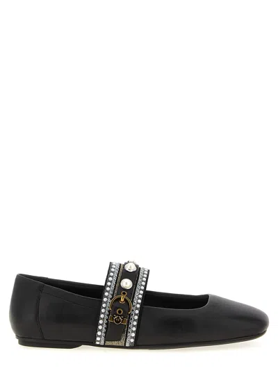 Pinko Leather Ballerinas In Black