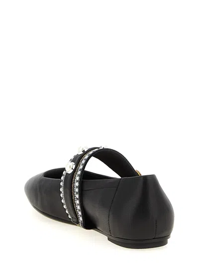 Pinko Leather Ballerinas In Black