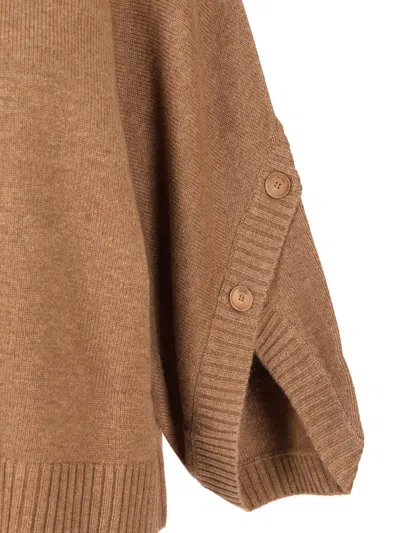 Max Mara Knitwear With Button Detail And Raglan Sleeves In Brown