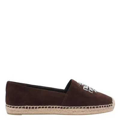 Tory Burch Round Toe Suede Espadrilles With Espadrille Sole In Brown