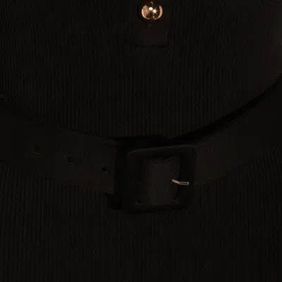 Self-portrait Long Black Ribbed Knit Dress In Blue