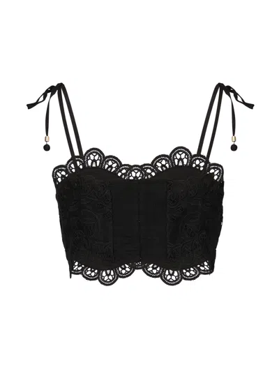 Zimmermann Rhiannon Embroidered Top In Black