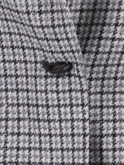 Tagliatore Tailored Grey Stripe Blazer With Classic Lapel In Blue