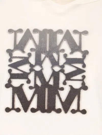 Max Mara Virgin Wool Hoodie With Teddy Texture And Contrast Logo In Gray