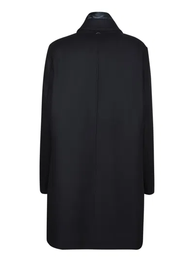 Herno Dark Blue Wool Blend Coat With Removable Lining And Classic Lapel In Blue