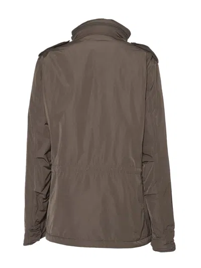 Aspesi Military-inspired Utility Jacket With Adjustable Hood In Brown