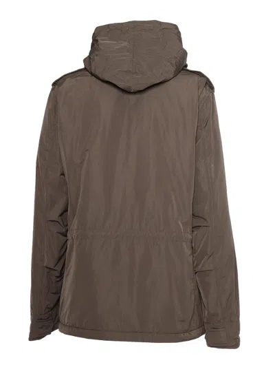 Aspesi Military-inspired Utility Jacket With Adjustable Hood In Brown