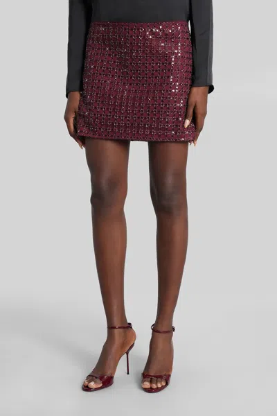 Rotate Birger Christensen Mesh Midi Skirt With Floral Bead Embroidery In Purple