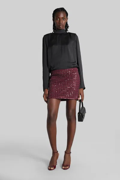 Rotate Birger Christensen Mesh Midi Skirt With Floral Bead Embroidery In Purple