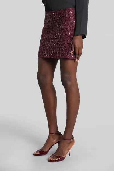 Rotate Birger Christensen Mesh Midi Skirt With Floral Bead Embroidery In Purple
