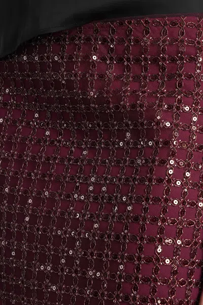 Rotate Birger Christensen Mesh Midi Skirt With Floral Bead Embroidery In Purple