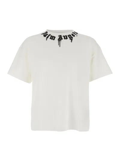 Palm Angels Curved Logo T-shirt In White