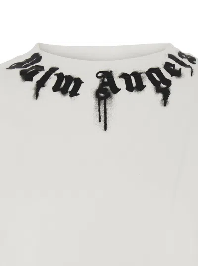 Palm Angels Curved Logo T-shirt In White