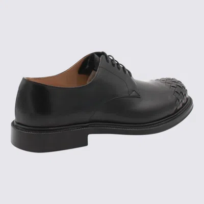 Bottega Veneta Leather Lace-up Shoes Featuring Signature Detail In Black