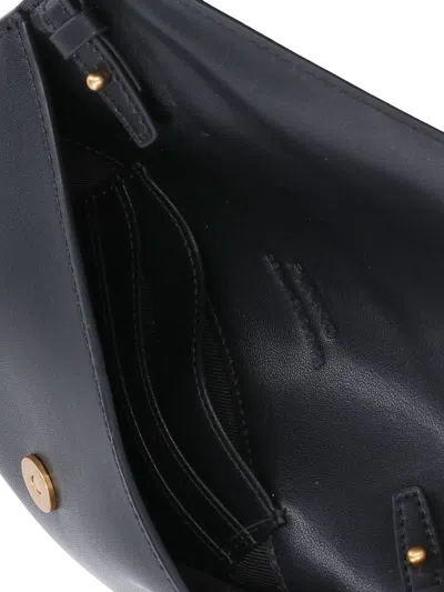 Pinko Black Calf Leather Bos Taurus Shoulder Bag In Black