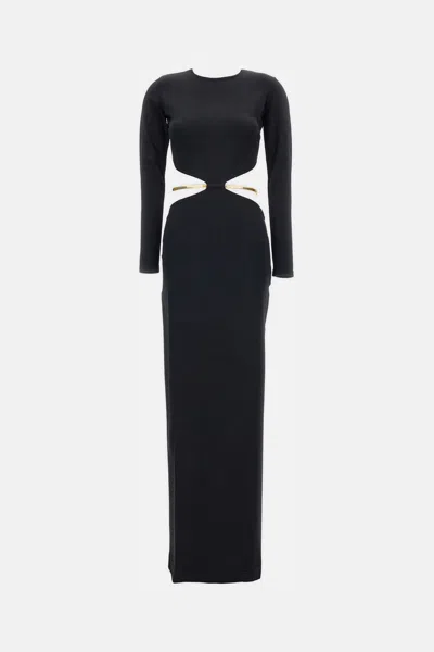 Elisabetta Franchi Black Cut-out Knitted Dress In Black