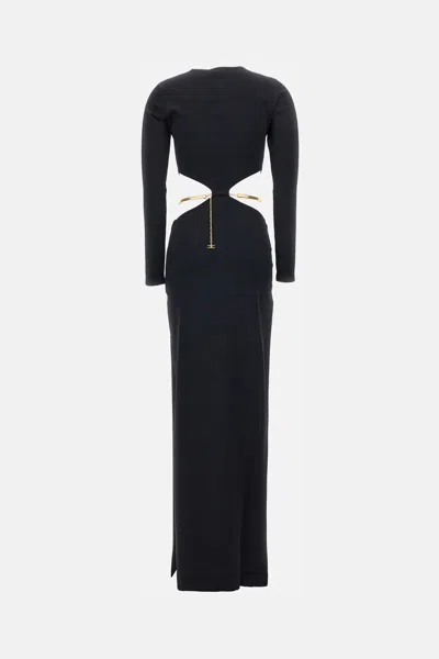 Elisabetta Franchi Black Cut-out Knitted Dress In Black
