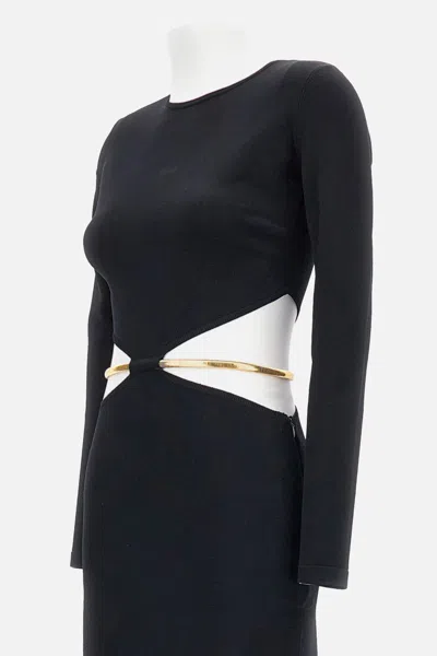 Elisabetta Franchi Black Cut-out Knitted Dress In Black