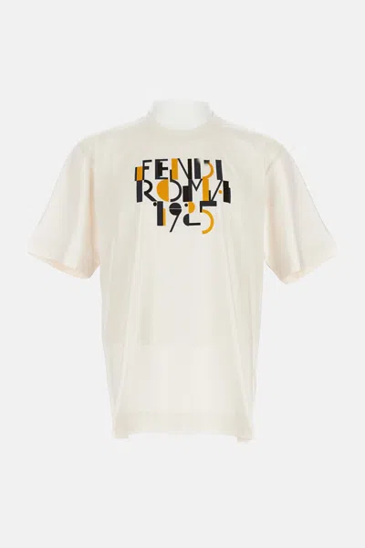 Fendi Roma 1925 Print Cotton T-shirt Clothing In White