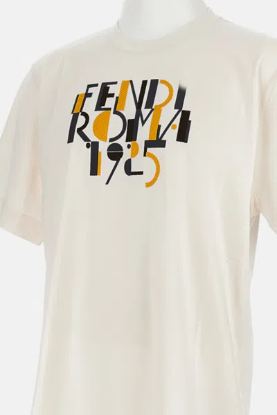 Fendi Roma 1925 Print Cotton T-shirt Clothing In White