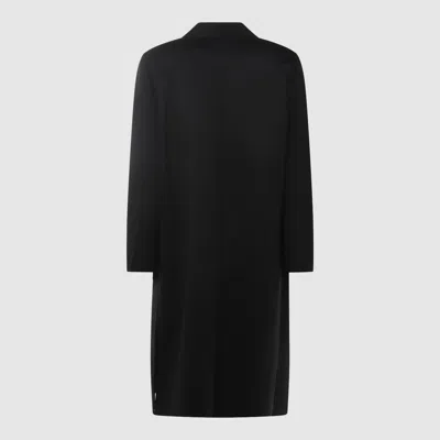 Fendi Straight-fit Midi Coat With Side Slits At The Bottom In Black