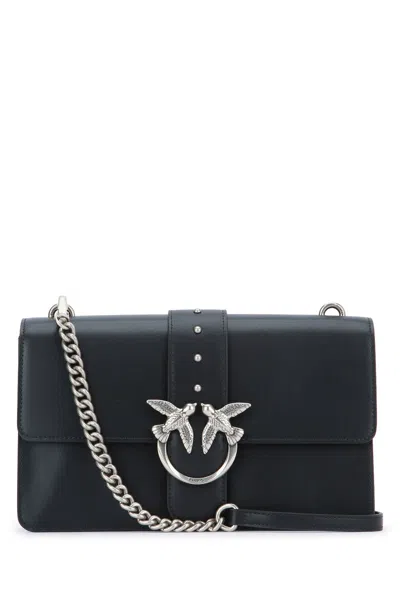 Pinko Rectangular Chain Strap Shoulder Bag With Metal Hardware And Front Embellishment In Black