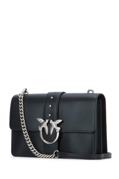Pinko Rectangular Chain Strap Shoulder Bag With Metal Hardware And Front Embellishment In Black