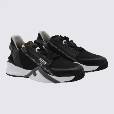 Fendi Structured Stitched Collar Sole Sneakers In Black