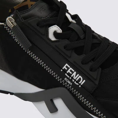 Fendi Structured Stitched Collar Sole Sneakers In Black