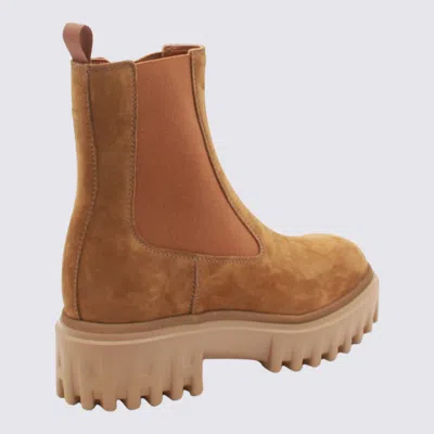 Hogan Chunky Sole Ankle Boots With Suede Finish In Brown